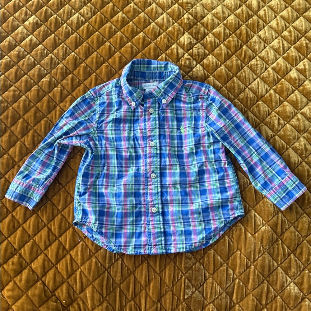 Ralph Lauren Blue Plaid Button Down Shirt